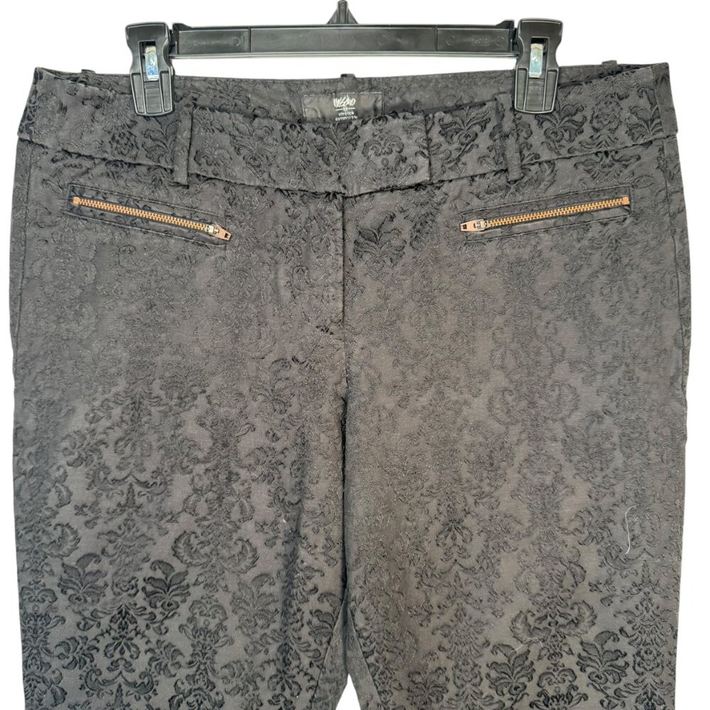 Mossimo Women's Black Brocade Skinny Dressy Pants Zippers Vampire Gothic Size 12 - Picture 2 of 6